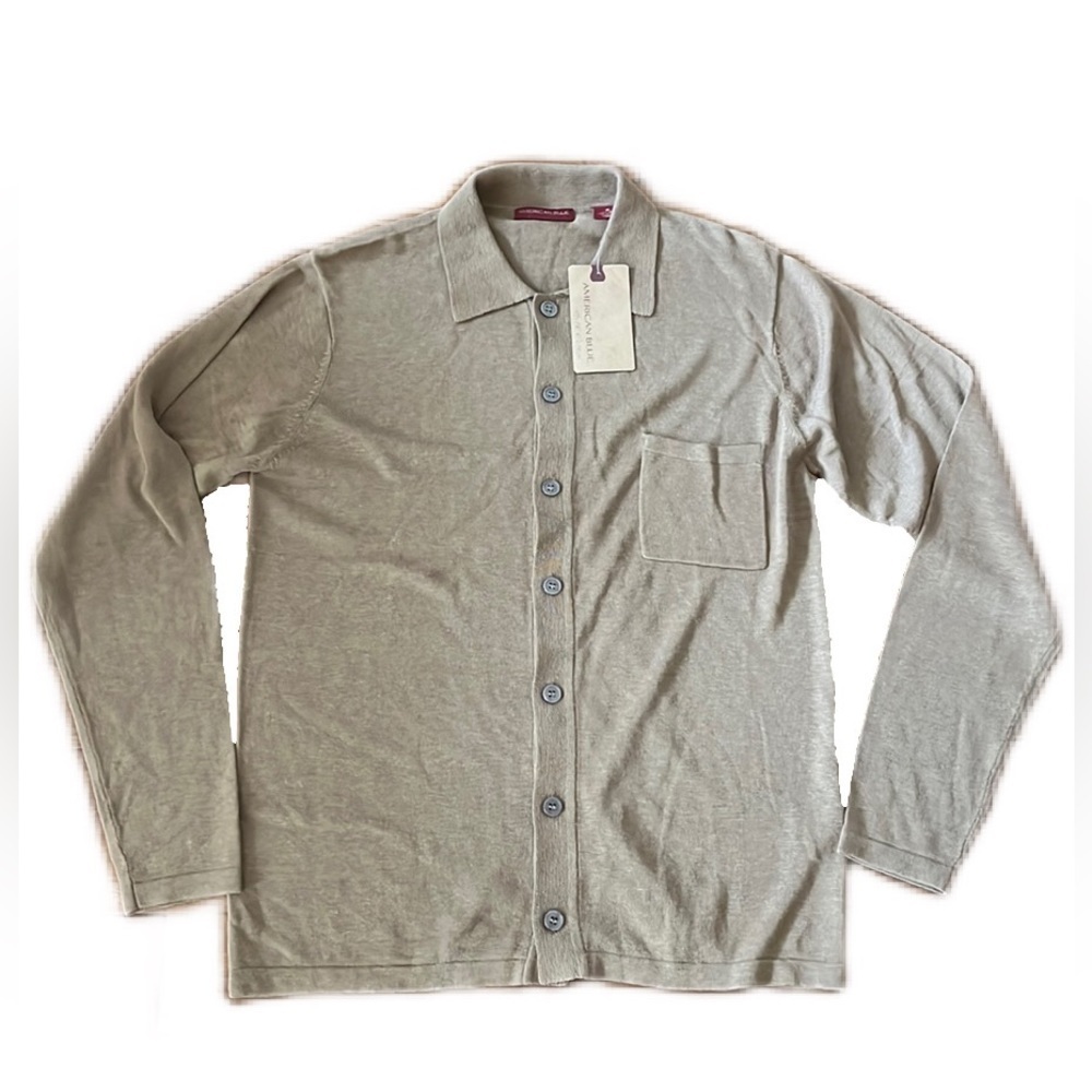 NWT Vintage American Blue Silk Blend Button Down Cardigan